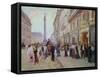 Workers Leaving the Maison Paquin, in the Rue de La Paix, circa 1900-Jean Béraud-Framed Stretched Canvas