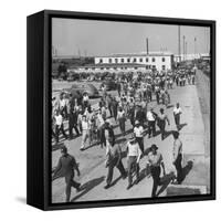 Workers Leaving the Sun Shipbuilding and Drydock Co. Shipyards-null-Framed Stretched Canvas