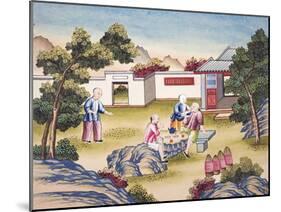 Workers Meal Time, from "The Process of Manufacturing Silk in 24 Stages"-null-Mounted Giclee Print