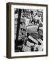 Workers of Rock at Indiana Limestone Co. provide stone for Landmark Skyscrapers-Margaret Bourke-White-Framed Photographic Print