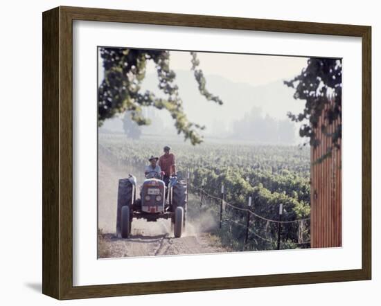 Workers on a Tractor at the Conchay Toro Vineyards, Chile-Bill Ray-Framed Photographic Print