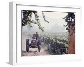 Workers on a Tractor at the Conchay Toro Vineyards, Chile-Bill Ray-Framed Photographic Print
