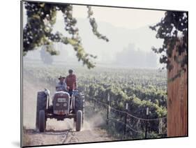 Workers on a Tractor at the Conchay Toro Vineyards, Chile-Bill Ray-Mounted Photographic Print