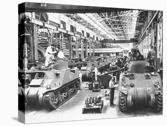 Workers on the Assembly Line at the Chrysler Tank Arsenal-null-Stretched Canvas