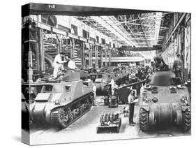 Workers on the Assembly Line at the Chrysler Tank Arsenal-null-Stretched Canvas