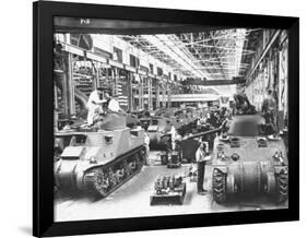 Workers on the Assembly Line at the Chrysler Tank Arsenal-null-Framed Premium Photographic Print