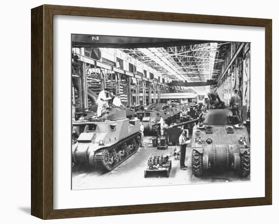 Workers on the Assembly Line at the Chrysler Tank Arsenal-null-Framed Photographic Print