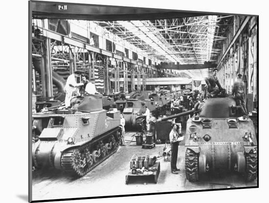 Workers on the Assembly Line at the Chrysler Tank Arsenal-null-Mounted Photographic Print