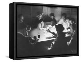 Workers on the Fort Blanding Site Playing a Game of Poker-Thomas D^ Mcavoy-Framed Stretched Canvas