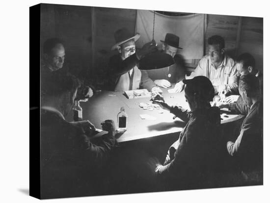 Workers on the Fort Blanding Site Playing a Game of Poker-Thomas D^ Mcavoy-Stretched Canvas