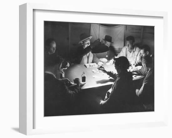 Workers on the Fort Blanding Site Playing a Game of Poker-Thomas D^ Mcavoy-Framed Photographic Print