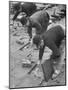 Workers Paving Sidewalk in Front of Stalin Statue Are Making Highest Salaries at 24 Cents Per Hour-Ralph Crane-Mounted Photographic Print