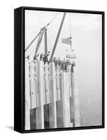 Workers Placing Last Stone on RCA Building-null-Framed Stretched Canvas
