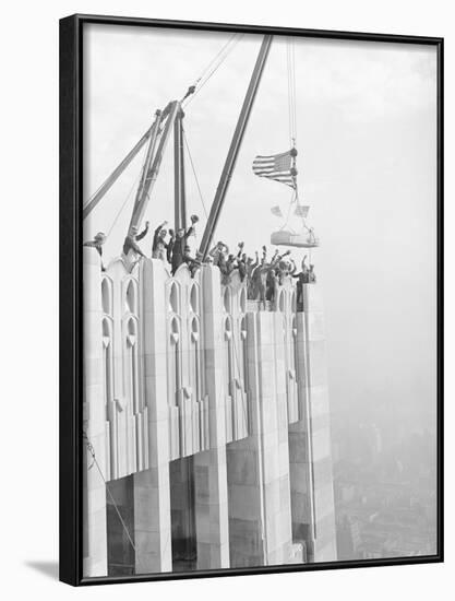 Workers Placing Last Stone on RCA Building-null-Framed Photographic Print