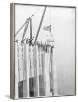 Workers Placing Last Stone on RCA Building-null-Framed Photographic Print