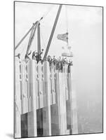 Workers Placing Last Stone on RCA Building-null-Mounted Photographic Print