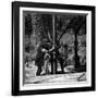 Workers Putting Another Length of Pipe on the Drill at the Petrolia Well-null-Framed Photographic Print