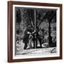 Workers Putting Another Length of Pipe on the Drill at the Petrolia Well-null-Framed Photographic Print