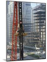 Workers Service Crane Across Street from National Bank Building under Construction on Park Ave-Dmitri Kessel-Mounted Photographic Print