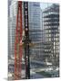 Workers Service Crane Across Street from National Bank Building under Construction on Park Ave-Dmitri Kessel-Mounted Photographic Print