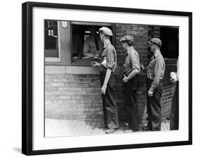 Workers Showing Tags to Enter Gate at Steel Plant-Alfred Eisenstaedt-Framed Photographic Print