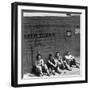 Workers Sitting Against Wall During Lunch Break, at Vega Aircraft Plant, During WWII: Burbank, Ca-Charles Fenno Jacobs-Framed Photographic Print