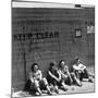 Workers Sitting Against Wall During Lunch Break, at Vega Aircraft Plant, During WWII: Burbank, Ca-Charles Fenno Jacobs-Mounted Photographic Print