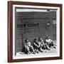 Workers Sitting Against Wall During Lunch Break, at Vega Aircraft Plant, During WWII: Burbank, Ca-Charles Fenno Jacobs-Framed Photographic Print