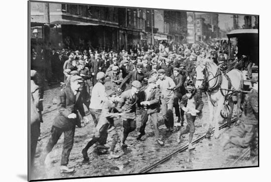 Workers Storm Car In Philadelphia Transportation Strike-null-Mounted Art Print