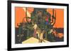 Workers with Big Machine-null-Framed Giclee Print
