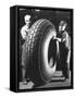 Workers with Truck Tires at Us Rubber Plant-Andreas Feininger-Framed Stretched Canvas
