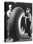 Workers with Truck Tires at Us Rubber Plant-Andreas Feininger-Stretched Canvas