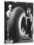 Workers with Truck Tires at Us Rubber Plant-Andreas Feininger-Stretched Canvas