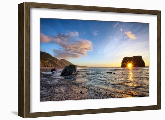 Workign the Coast, Sunset at Elephant Roack, Fort Bragg, Mendocino-Vincent James-Framed Photographic Print