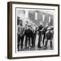 Working Class Children in Sheffield Playing in the Street-Henry Grant-Framed Photographic Print