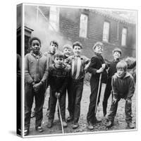 Working Class Children Playing Together in Sheffield-Henry Grant-Stretched Canvas