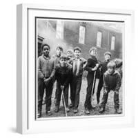 Working Class Children Playing Together in Sheffield-Henry Grant-Framed Photographic Print