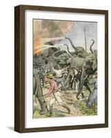 Working Elephants 1907-Achille Beltrame-Framed Art Print