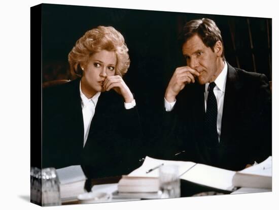 Working Girl by MikeNichols with Harrison Ford and Melanie Griffith, 1988 (photo)-null-Stretched Canvas