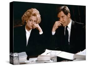 Working Girl by MikeNichols with Harrison Ford and Melanie Griffith, 1988 (photo)-null-Stretched Canvas