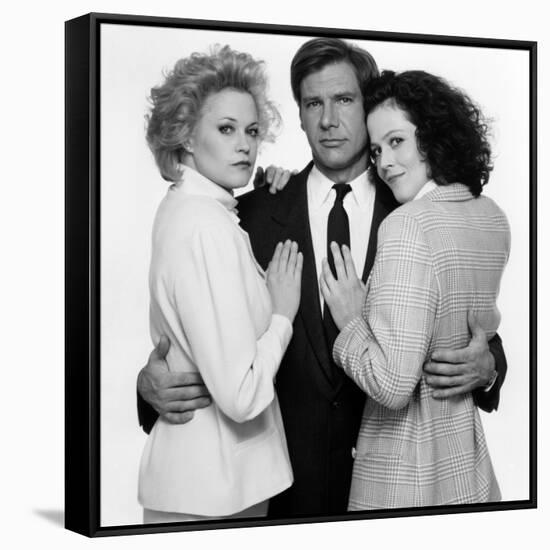 Working Girl by MikeNichols with Harrison Ford, Melanie Griffith and Sigourney Weaver, 1988 (b/w ph-null-Framed Stretched Canvas