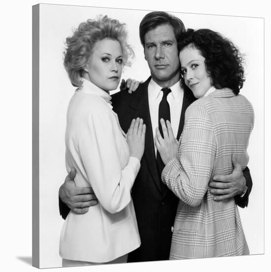 Working Girl by MikeNichols with Harrison Ford, Melanie Griffith and Sigourney Weaver, 1988 (b/w ph-null-Stretched Canvas