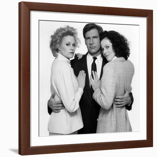 Working Girl by MikeNichols with Harrison Ford, Melanie Griffith and Sigourney Weaver, 1988 (b/w ph-null-Framed Photo