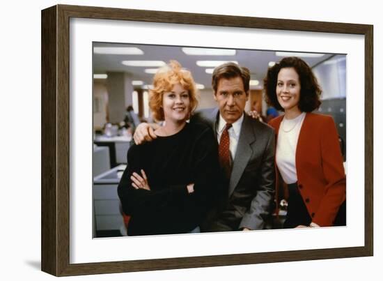 Working Girl by MikeNichols with Harrison Ford Melanie Griffith and Sigourney Weaver, 1988 (photo)-null-Framed Photo