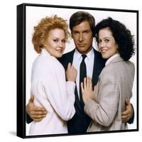 Working Girl by MikeNichols with Harrison Ford, Melanie Griffith and Sigourney Weaver, 1988 (photo)-null-Framed Stretched Canvas