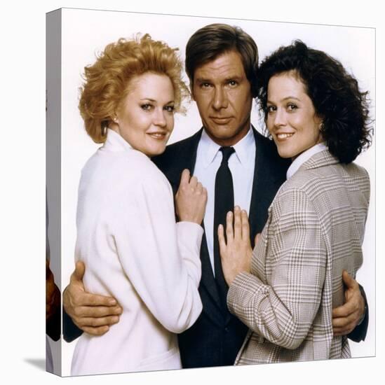 Working Girl by MikeNichols with Harrison Ford, Melanie Griffith and Sigourney Weaver, 1988 (photo)-null-Stretched Canvas