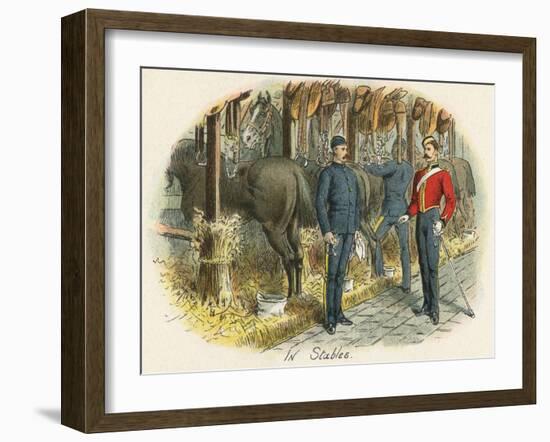 Working in the Military Stables-Richard Simkin-Framed Art Print