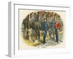 Working in the Military Stables-Richard Simkin-Framed Art Print