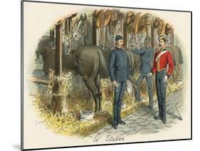 Working in the Military Stables-Richard Simkin-Mounted Art Print