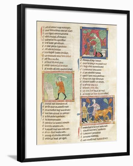 Working in the Months of September, October, November, Miniature from Breviary of Love-Matfre Ermengau-Framed Giclee Print
